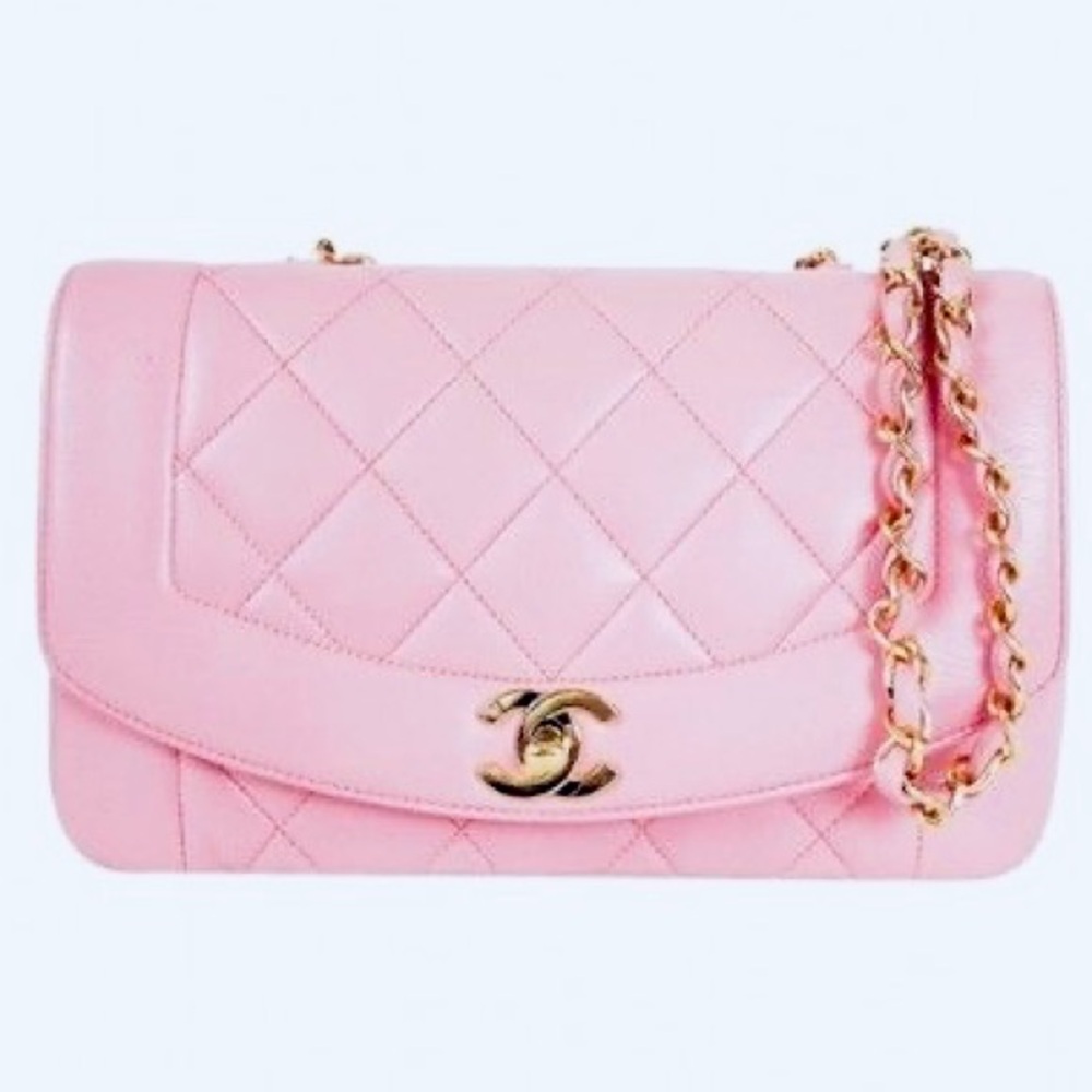 Chanel classic flap Diana small pink leather shoulder handbag bag lambskin